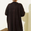 Oversized Low-Shoulder Knit Tunic Dark Brown - immagine 3