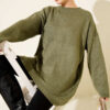 Oversized Low-Shoulder Knit Tunic Olive Green - Imagen 7