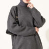 Oversized Low-Shoulder Knit Tunic Smoke