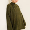 Oversized Low-Shoulder Knit Tunic Olive Green - Imagen 8