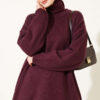 Oversized Low-Shoulder Knit Tunic Plum