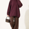 Oversized Low-Shoulder Knit Tunic Plum - immagine 3