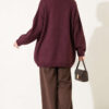 Oversized Low-Shoulder Knit Tunic Plum - immagine 4