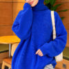 Oversized Low-Shoulder Knit Tunic Saxon Blue - Image 3