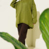 Oversized Low-Shoulder Knit Tunic Olive Green - Imagen 2