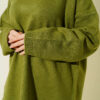 Oversized Low-Shoulder Knit Tunic Olive Green - Imagen 4