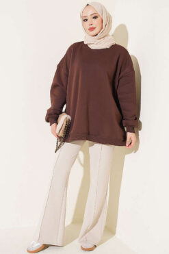 Alternative view of Oversized Drop Shoulder Tunic Brown