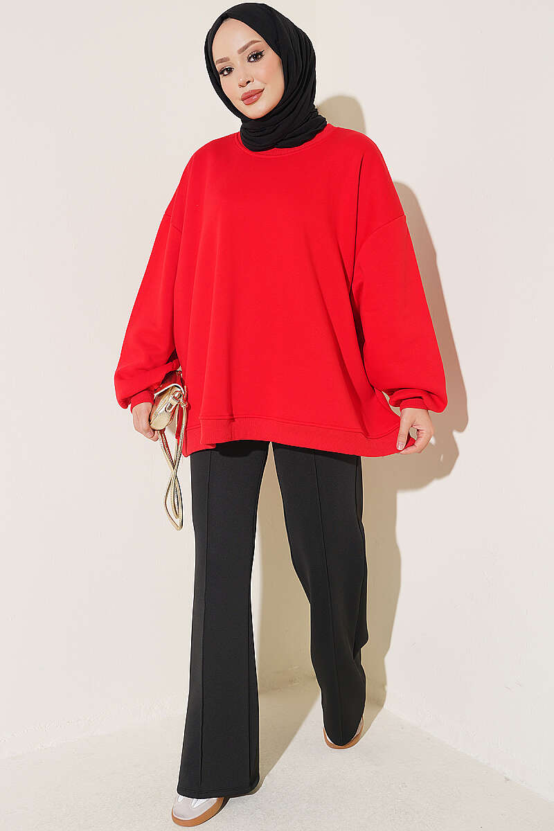 Oversized Drop Shoulder Tunic Red – Bild 2