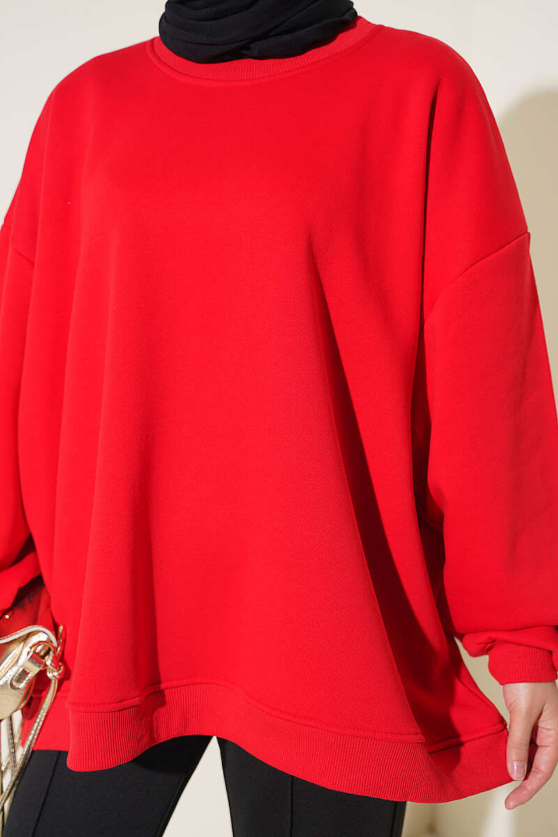 Oversized Drop Shoulder Tunic Red – Bild 4