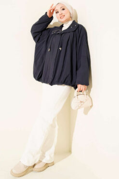 Alternative view of Oversized Zip-Up Jacket Navy Blue
