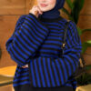 Oversized Fine Striped Knit Sweater Anthracite