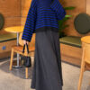 Oversized Fine Striped Knit Sweater Anthracite - الصورة 2