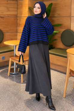 Alternative view of Oversized Fine Striped Knit Sweater Anthracite