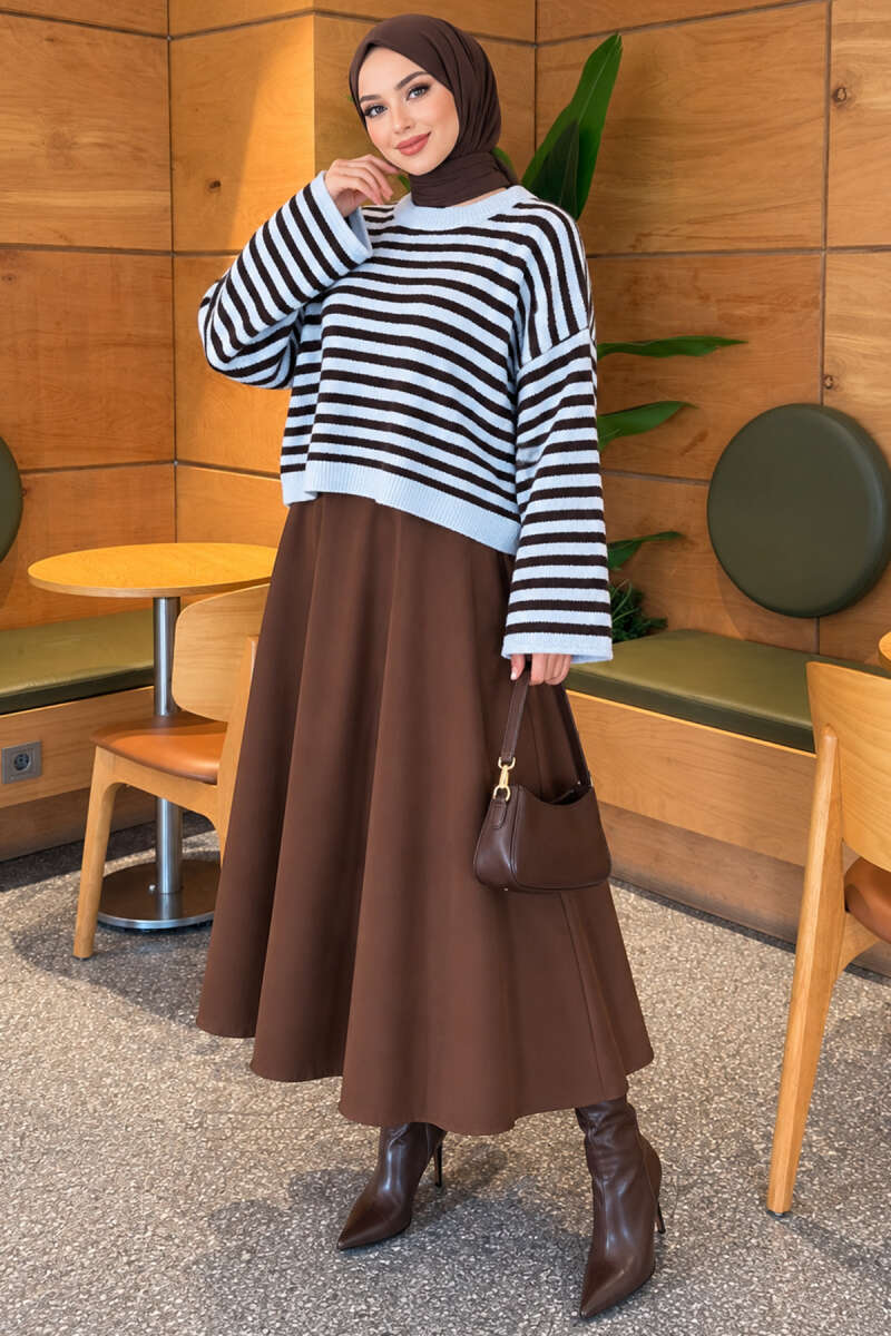 Oversized Fine Striped Knit Sweater Baby Blue – Bild 2