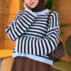 Oversized Fine Striped Knit Sweater Baby Blue – Bild 3