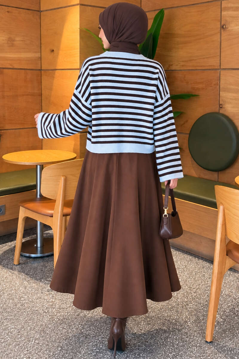 Oversized Fine Striped Knit Sweater Baby Blue – Bild 4