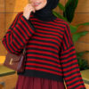 Oversized Fine Striped Knit Sweater Smoke