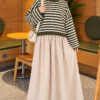 Oversized Fine Striped Knit Sweater Khaki - Image 2