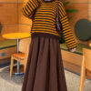 Oversized Fine Striped Knit Sweater Mustard - Image 2