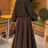 ⁦Oversized Fine Striped Knit Sweater Brown⁩ - الصورة ⁦4⁩