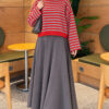 Oversized Fine Striped Knit Sweater Red - immagine 2