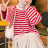 Oversized Fine Striped Knit Sweater Pink
