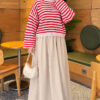 Oversized Fine Striped Knit Sweater Pink - Image 2