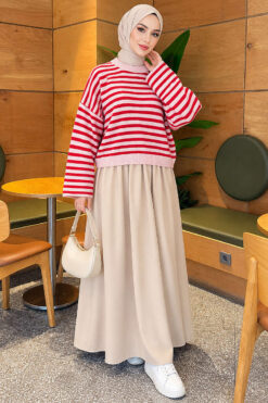 Alternative view of Oversized Fine Striped Knit Sweater Pink