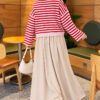 Oversized Fine Striped Knit Sweater Pink - Image 3