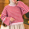 Oversized Fine Striped Knit Sweater Pink - Image 4
