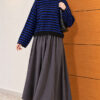 Oversized Fine Striped Knit Sweater Saxon Blue – Image 2