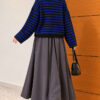 Oversized Fine Striped Knit Sweater Saxon Blue – Image 4