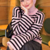 Oversized Fine Striped Knit Sweater Black