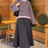 Oversized Fine Striped Knit Sweater Black - الصورة 2