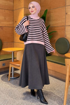 Alternative view of Oversized Fine Striped Knit Sweater Black