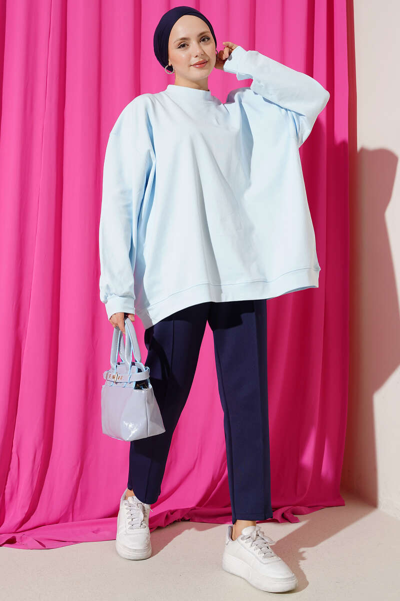 Oversize Interlock Basic Tunic Ice Blue – Bild 2