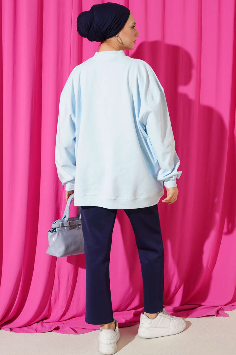 Oversize Interlock Basic Tunic Ice Blue – Bild 3