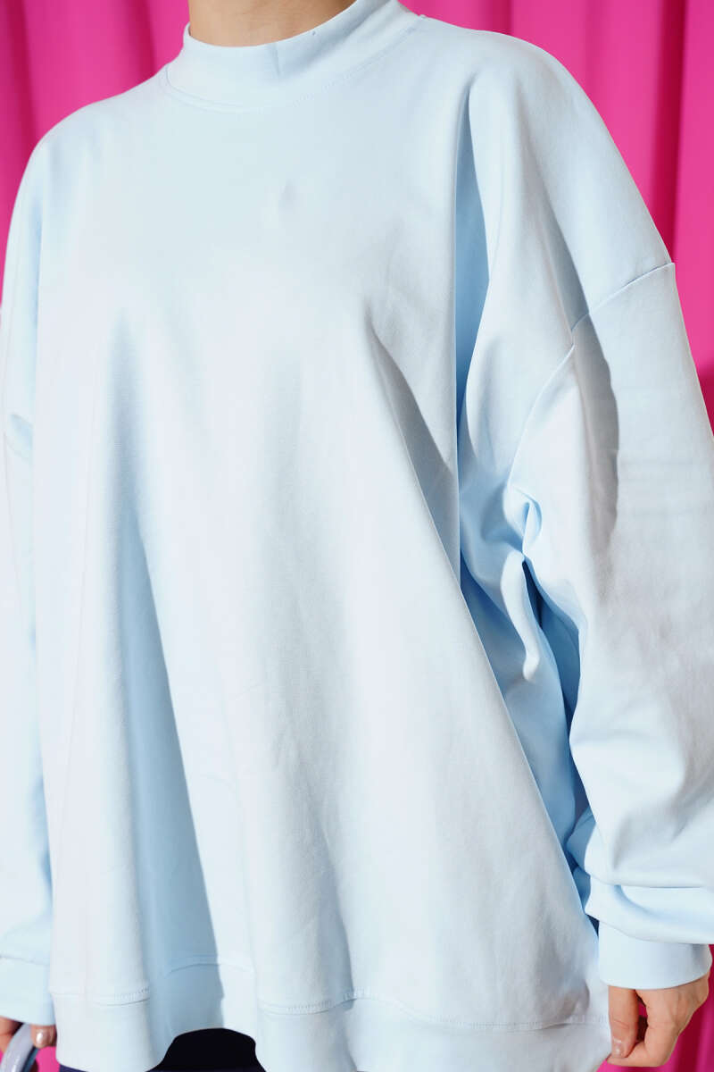 Oversize Interlock Basic Tunic Ice Blue – Bild 4