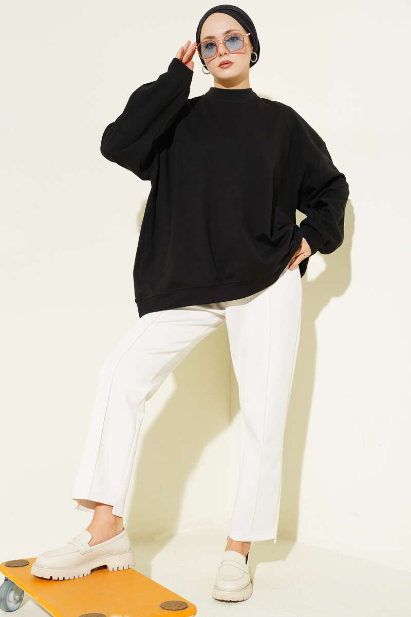 Oversize Interlock Basic Tunic Black – Bild 2