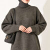 Oversized Ribbed Knit Tunic Khaki