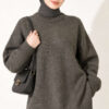 Oversized Ribbed Knit Tunic Khaki - immagine 2
