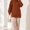 Oversized Ribbed Knit Tunic Caramel - immagine 2