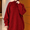 Oversized Ribbed Knit Tunic Terracotta