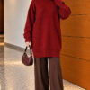 Oversized Ribbed Knit Tunic Terracotta - Image 2