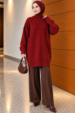 Alternative view of Oversized Ribbed Knit Tunic Terracotta