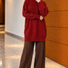 Oversized Ribbed Knit Tunic Terracotta - Image 3