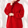Oversized Ribbed Knit Tunic Red