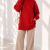 Oversized Ribbed Knit Tunic Red - immagine 2