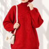 Oversized Ribbed Knit Tunic Red - immagine 3
