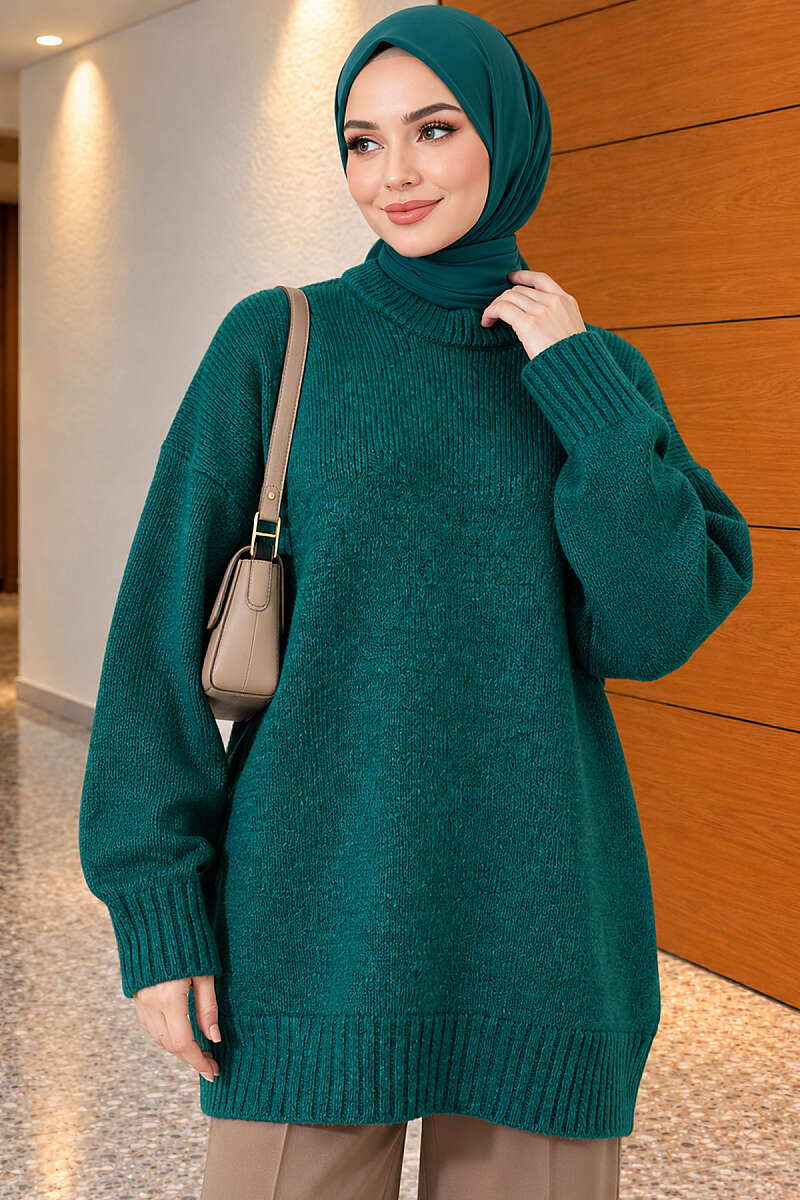 Oversized Ribbed Knit Tunic Nefti – Bild 3